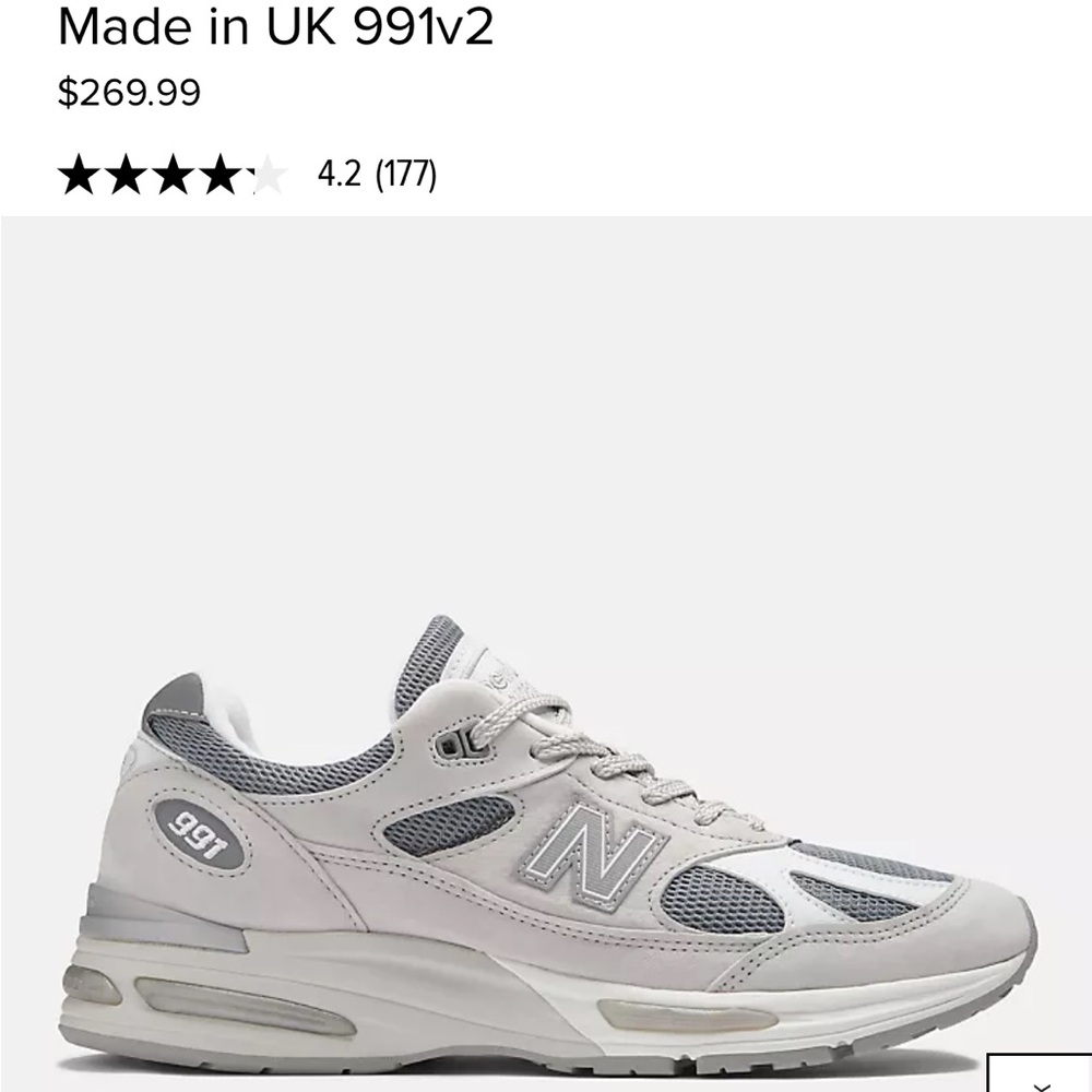 new balance made in uk/england 991 in grey/white
